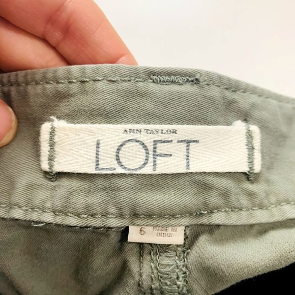 Ann Taylor LOFT Pant Trouser Olive Dusty Green Boot Cut Flare Classic Twill 6 - Picture 7 of 9